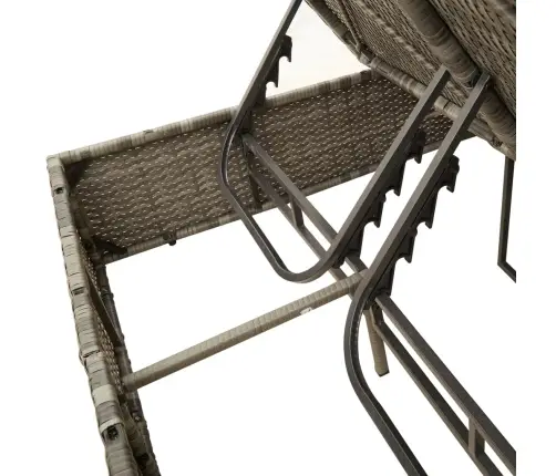 Divvietīgs Sauļošanās Krēsls Ar Jumtu Un Aizkariem, Pelēka Pe Vidaxl