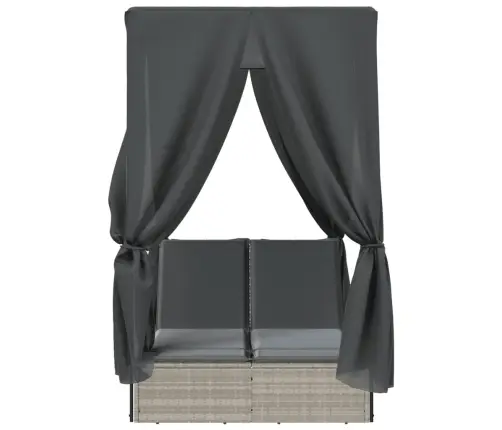 Divvietīgs Sauļošanās Krēsls Ar Jumtu Un Aizkariem, Pe Vidaxl