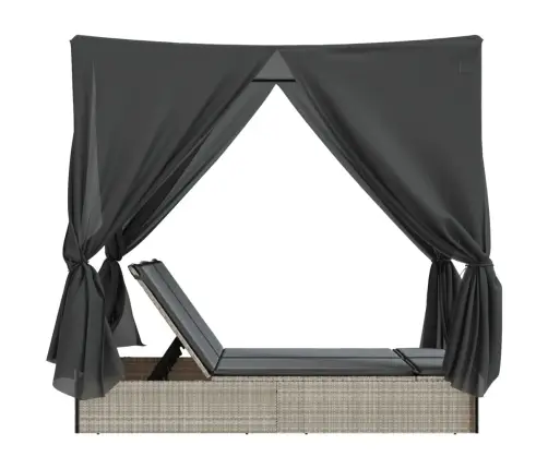 Divvietīgs Sauļošanās Krēsls Ar Jumtu Un Aizkariem, Pe Vidaxl