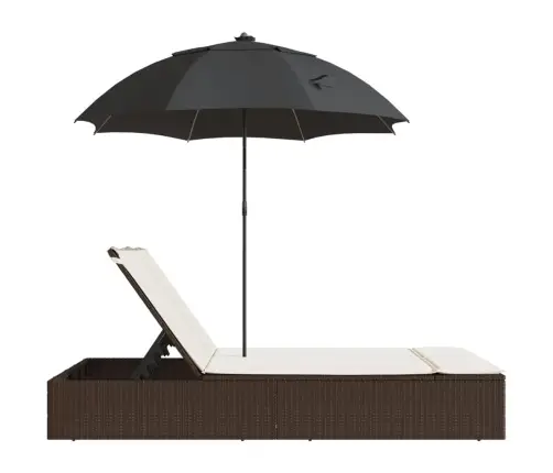Divvietīgs Sauļošanās Krēsls Ar Matračiem, Brūna Pe Rotangpalma Vidaxl