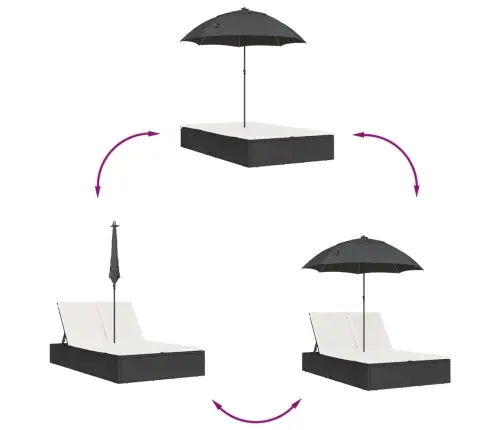 Divvietīgs Sauļošanās Krēsls Ar Matračiem, Brūna Pe Rotangpalma Vidaxl