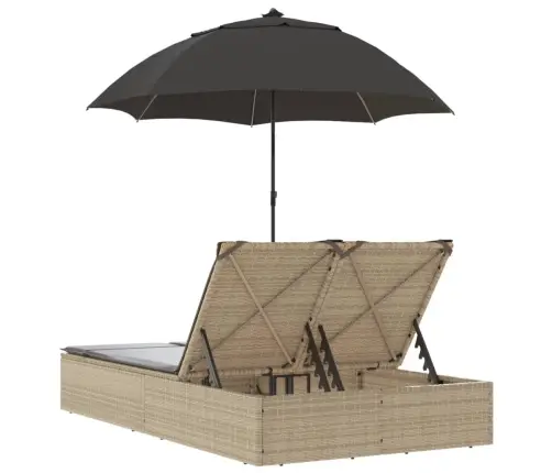 Divvietīgs Sauļošanās Krēsls Ar Matračiem, Bēša Pe Rotangpalma Vidaxl Divvietīgs Sauļošanās Krēsls Ar Matračiem, Bēša Pe Rotangpalma Vidaxl