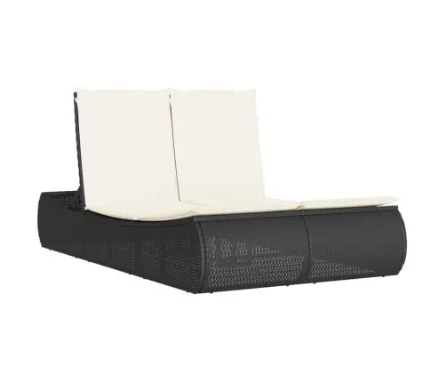 Dvivietis Saulės Gultas Su Čiužinukais, Juodas, Poliratanas