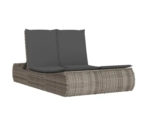 Kahekohaline Päevitustool Istmepatjadega, Hall, Polürotang