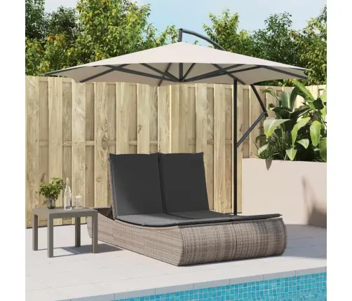 Kahekohaline Päevitustool Istmepatjadega, Hall, Polürotang