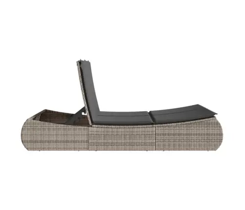 Kahekohaline Päevitustool Istmepatjadega, Hall, Polürotang