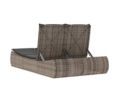 Kahekohaline Päevitustool Istmepatjadega, Hall, Polürotang