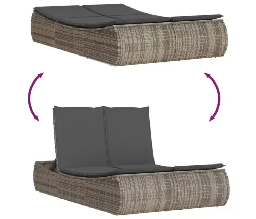 Kahekohaline Päevitustool Istmepatjadega, Hall, Polürotang