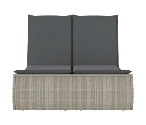 Divvietīgs Sauļošanās Krēsls Ar Matračiem, Gaiši Pelēka Pe Vidaxl