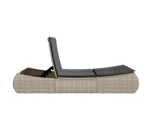 Divvietīgs Sauļošanās Krēsls Ar Matračiem, Gaiši Pelēka Pe Vidaxl