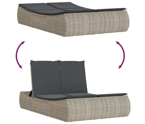 Divvietīgs Sauļošanās Krēsls Ar Matračiem, Gaiši Pelēka Pe Vidaxl