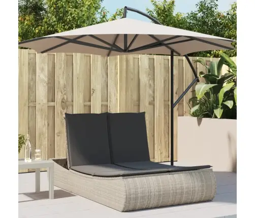 Divvietīgs Sauļošanās Krēsls Ar Matračiem, Gaiši Pelēka Pe Vidaxl