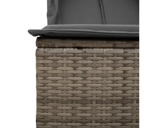 Divvietīgs Sauļošanās Krēsls Ar Jumtu Un Aizkariem, Pelēka Pe Vidaxl