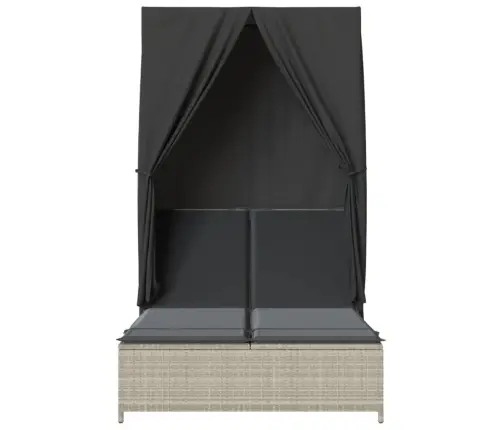 Divvietīgs Sauļošanās Krēsls Ar Jumtu Un Aizkariem, Pe Vidaxl