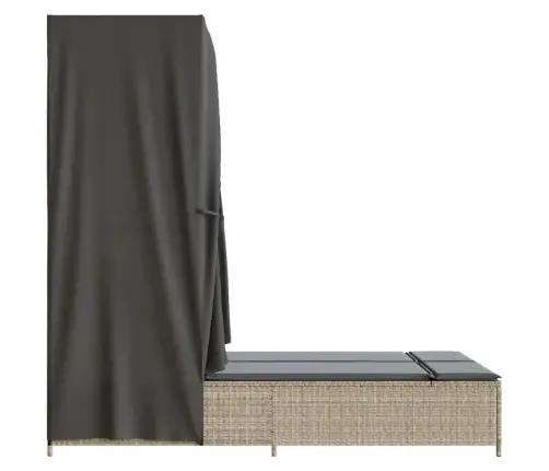 Divvietīgs Sauļošanās Krēsls Ar Jumtu Un Aizkariem, Pe Vidaxl