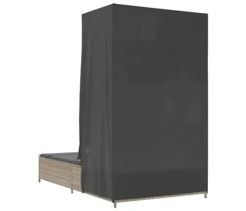 Divvietīgs Sauļošanās Krēsls Ar Jumtu Un Aizkariem, Pe Vidaxl