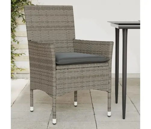 Dārza Krēsli Ar Matračiem, 2 Gab., Pelēka Pe Rotangpalma Vidaxl