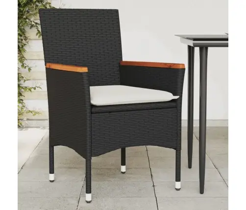 Dārza Krēsli, 2 Gab., Ar Matračiem, Melna Pe Rotangpalma Vidaxl