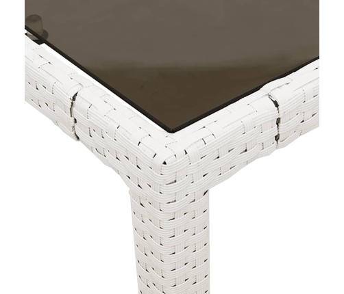 Stalas Su Stikliniu Stalviršiu, Baltas, 90X90X75cm Poliratanas