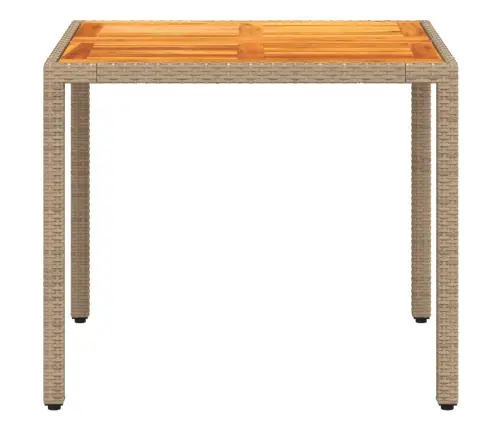 Dārza Galds, Bēšs, 90X90X75 Cm, Pe Rotangpalma, Akācija Vidaxl