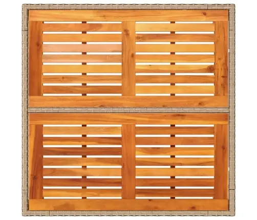 Dārza Galds, Bēšs, 90X90X75 Cm, Pe Rotangpalma, Akācija Vidaxl