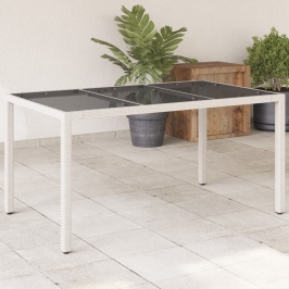 Dārza Galds, Stikla Virsma, Balts, 150X90X75 Cm, Pe Rotangpalma Vidaxl