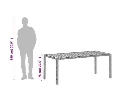 Sodo Stalas, Smėlio, 190X90X75cm Poliratanas Ir Akacija