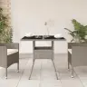 Dārza Galds, Stikla Virsma, Pelēks, 80X80X75 Cm, Pe Rotangpalma Vidaxl Dārza Galds, Stikla Virsma, Pelēks, 80X80X75 Cm, Pe Rotangpalma Vidaxl