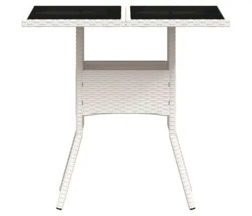 Dārza Galds Ar Stikla Virsmu, Balts, 80X80X75Cm, Pe Rotangpalma Vidaxl