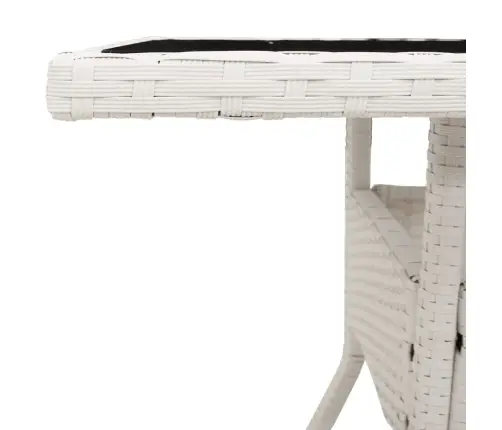 Dārza Galds Ar Stikla Virsmu, Balts, 80X80X75Cm, Pe Rotangpalma Vidaxl