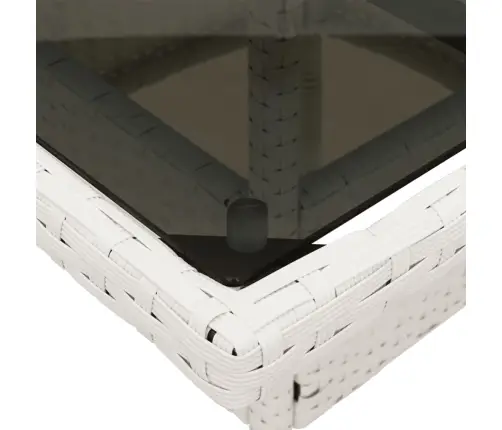 Dārza Galds Ar Stikla Virsmu, Balts, 80X80X75Cm, Pe Rotangpalma Vidaxl