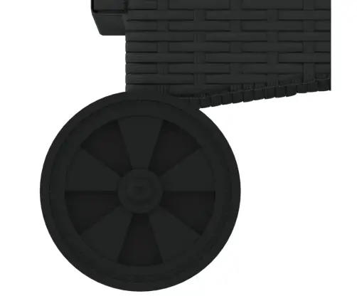 Sauļošanās Zvilnis Ar Riteņiem Un Matraci, Melna Pe Rotangpalma Vidaxl