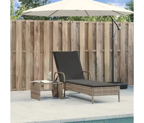 Saulės Gultas Su Ratukais Ir Čiužinuku, Pilkas, Poliratanas