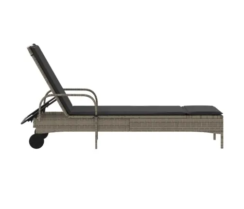 Saulės Gultas Su Ratukais Ir Čiužinuku, Pilkas, Poliratanas