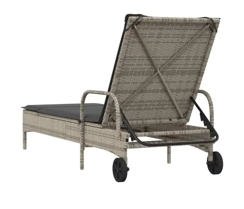 Saulės Gultas Su Ratukais Ir Čiužinuku, Pilkas, Poliratanas