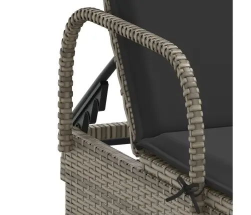 Saulės Gultas Su Ratukais Ir Čiužinuku, Pilkas, Poliratanas