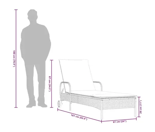 Saulės Gultas Su Ratukais Ir Čiužinuku, Pilkas, Poliratanas