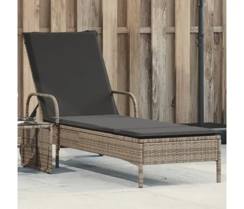 Saulės Gultas Su Ratukais Ir Čiužinuku, Pilkas, Poliratanas