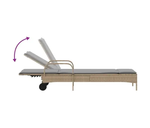 Päevitustool Rataste Ja Istmepadjaga, Beež, Polürotang