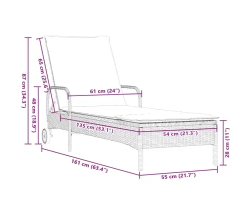 Päevitustool Rataste Ja Istmepadjaga, Beež, Polürotang