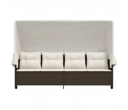 Päevitustool Koos Varikatuse Ja Patjadega, Pruun, Polürotang