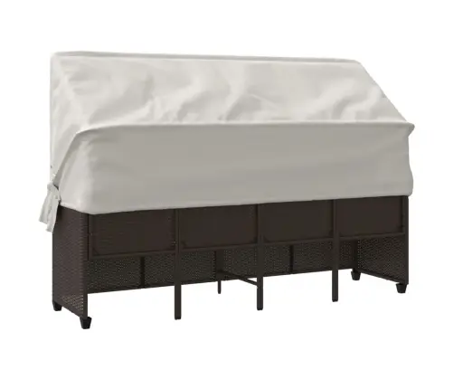 Päevitustool Koos Varikatuse Ja Patjadega, Pruun, Polürotang