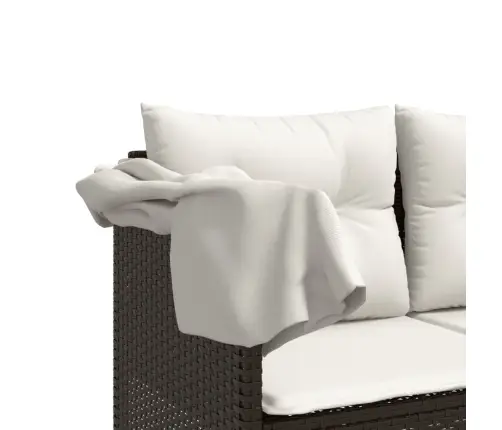 Päevitustool Koos Varikatuse Ja Patjadega, Pruun, Polürotang