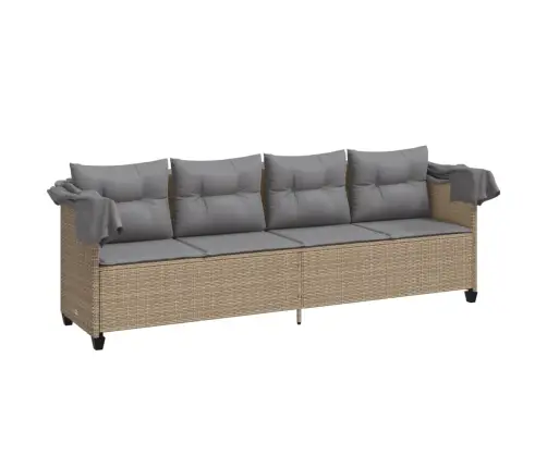 Päevitustool Koos Varikatuse Ja Patjadega, Beež, Polürotang