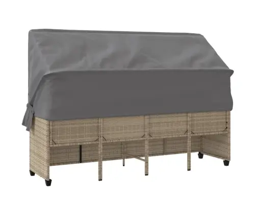 Päevitustool Koos Varikatuse Ja Patjadega, Beež, Polürotang