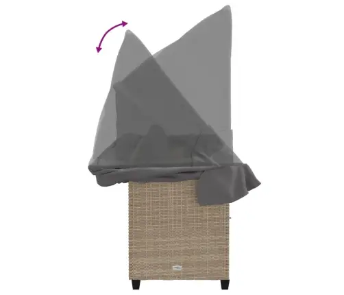 Päevitustool Koos Varikatuse Ja Patjadega, Beež, Polürotang