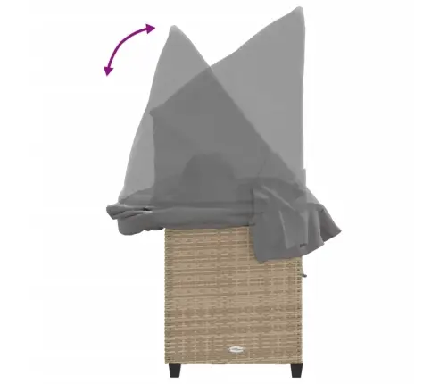 Sauļošanās Zvilnis Ar Jumtiņu, Matračiem, Bēša Pe Rotangpalma Vidaxl