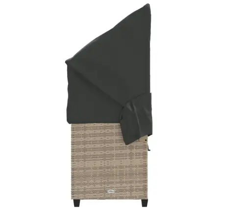 Sauļošanās Zvilnis Ar Jumtiņu, Matračiem, Pelēka Pe Rotangpalma Vidaxl