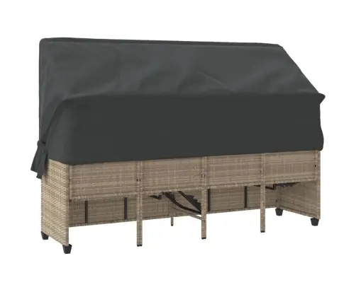 Sauļošanās Zvilnis Ar Jumtiņu, Matračiem, Pelēka Pe Rotangpalma Vidaxl