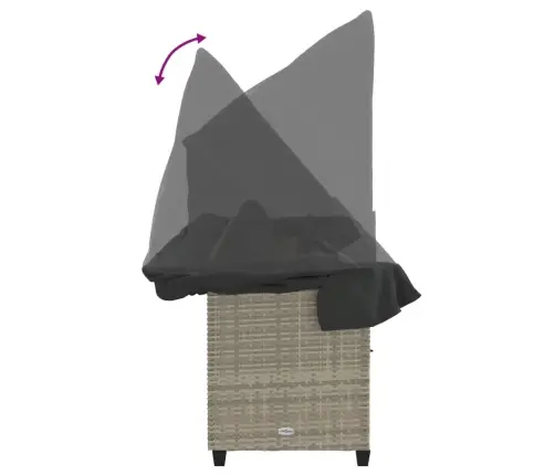 Sauļošanās Zvilnis Ar Jumtiņu, Matračiem, Pelēka Pe Rotangpalma Vidaxl